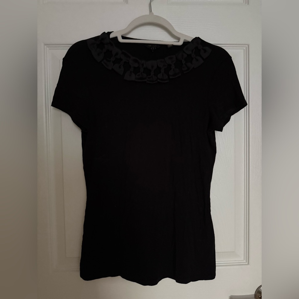 Ted Baker Black with ribbon bows fitted spandex blend
